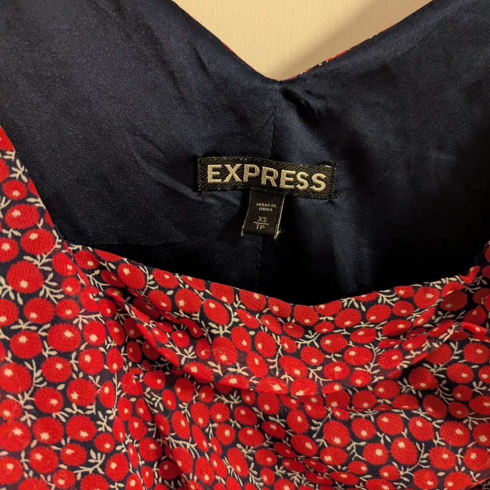Express Red and Black Floral Blouse - Picture 2 of 5